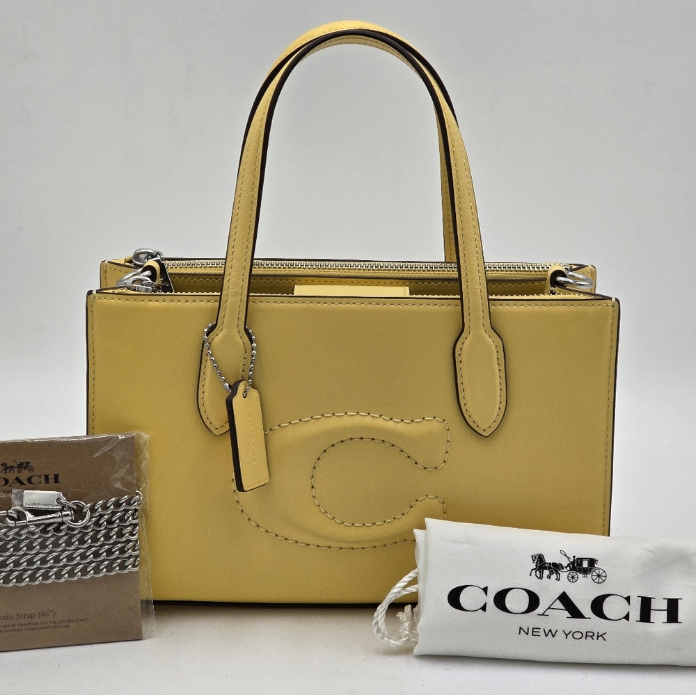 💥NWOT💥Coach Nina Leather Tote Bag, Yellow, Small